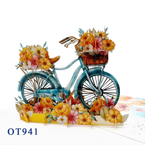 Bicycle Flowers Pop Up Card