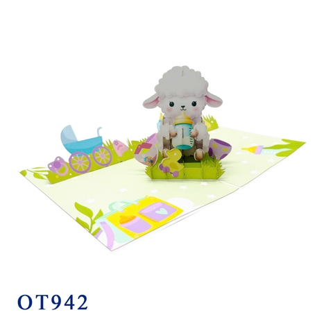 Lamb Christening Pop Up Card