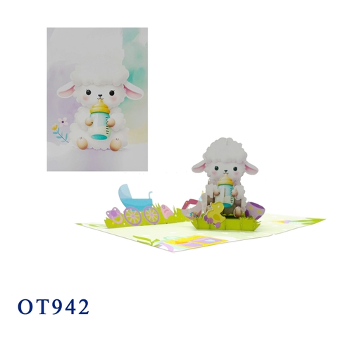 Lamb Christening Pop Up Card