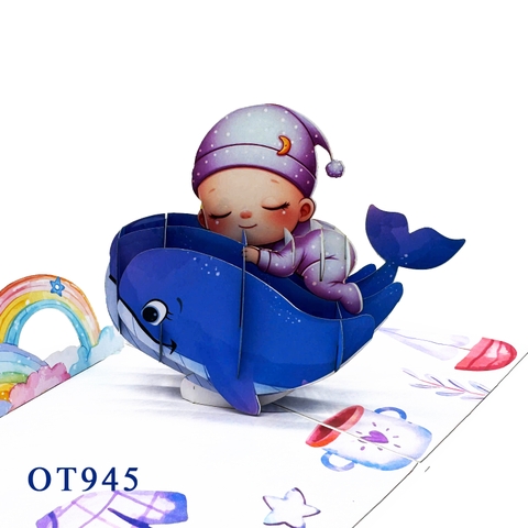 Sleepting Baby Whale 3D Pop Up Card