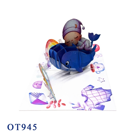 Sleepting Baby Whale 3D Pop Up Card