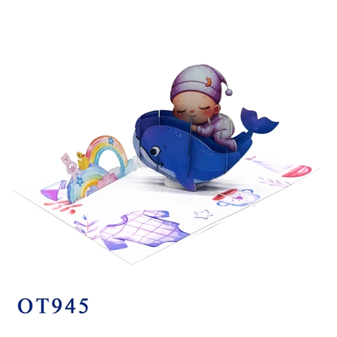 Sleepting Baby Whale 3D Pop Up Card