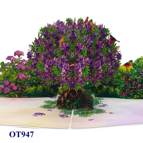 Purple Jacaranda Tree Pop-Up 3D Greeting Card
