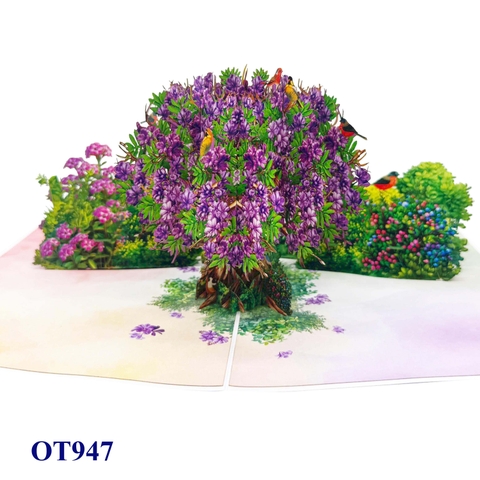 Purple Jacaranda Tree Pop-Up 3D Greeting Card
