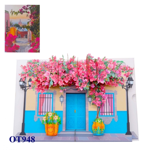 Bougainvillea House 3D Pop Up Card