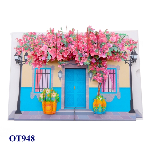 Bougainvillea House 3D Pop Up Card