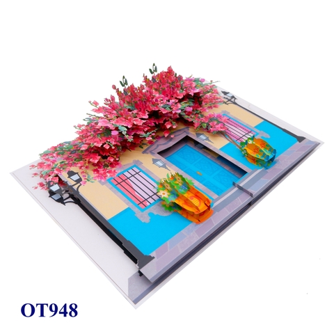 Bougainvillea House 3D Pop Up Card