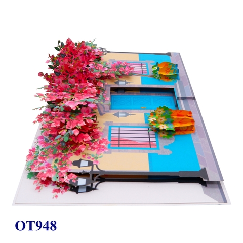 Bougainvillea House 3D Pop Up Card