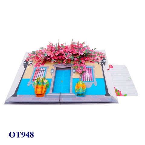 Bougainvillea House 3D Pop Up Card