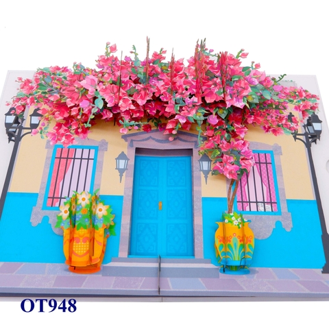 Bougainvillea House 3D Pop Up Card