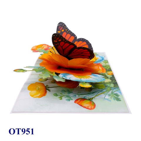 Persian Buttercup & Butterfly 3D Pop Up Greeting Card