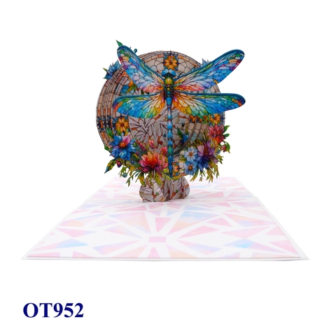 Stained Glass Dragonfly 3D Pop Up Card