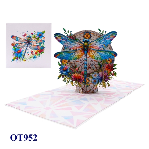 Stained Glass Dragonfly 3D Pop Up Card