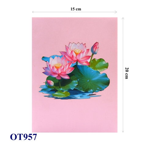 Pink Lotus 3D Pop Up Greeting Card