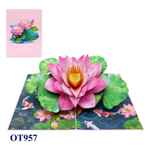 Pink Lotus 3D Pop Up Greeting Card