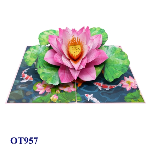 Pink Lotus 3D Pop Up Greeting Card