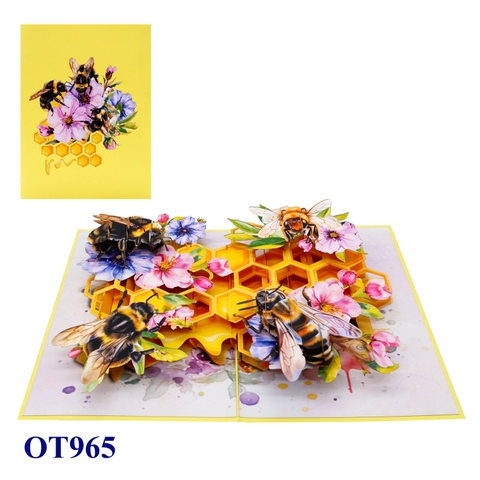 Buzzing Bees & Honeycomb – Pop-Up Card