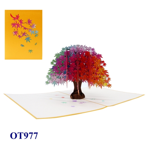 Rainbow Maple Tree Pop-Up Card – Handmade 3D Greeting Card