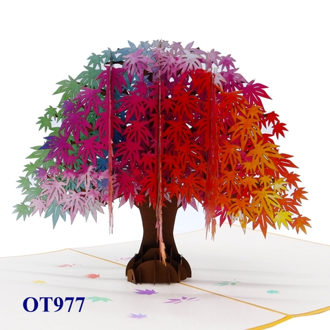 Rainbow Maple Tree Pop-Up Card – Handmade 3D Greeting Card
