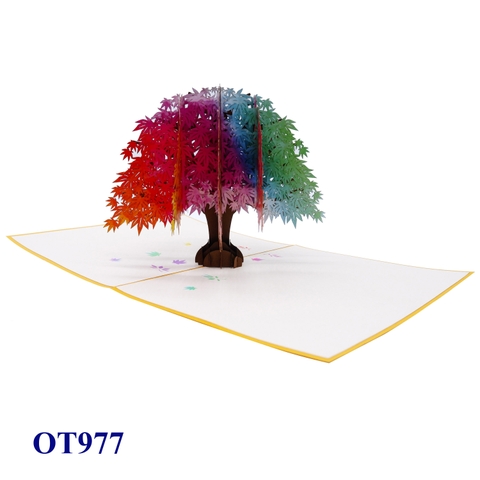 Rainbow Maple Tree Pop-Up Card – Handmade 3D Greeting Card