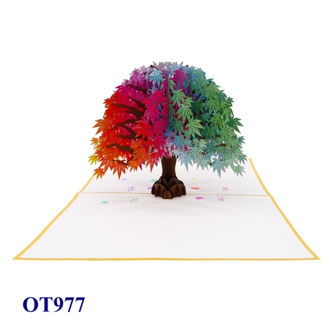 Rainbow Maple Tree Pop-Up Card – Handmade 3D Greeting Card