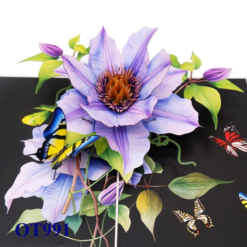 Clematis Bloom 3D Pop-up Card