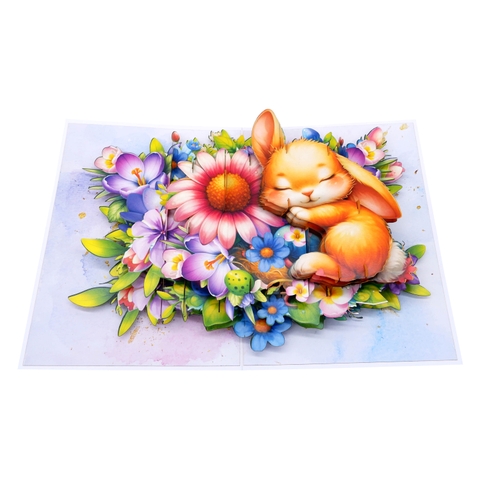 Sleeping Bunny 3D Pop-Up Card – Handmade Greeting Card from Vietnam