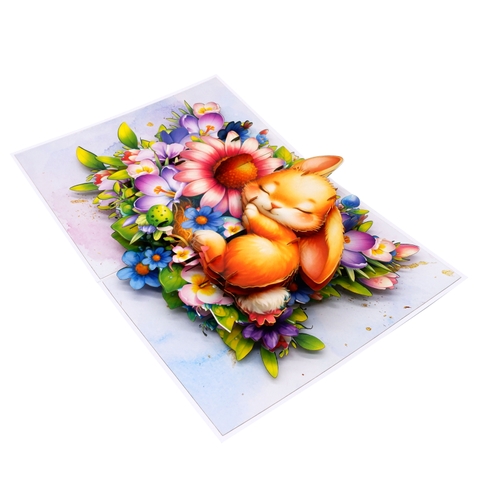 Sleeping Bunny 3D Pop-Up Card – Handmade Greeting Card from Vietnam