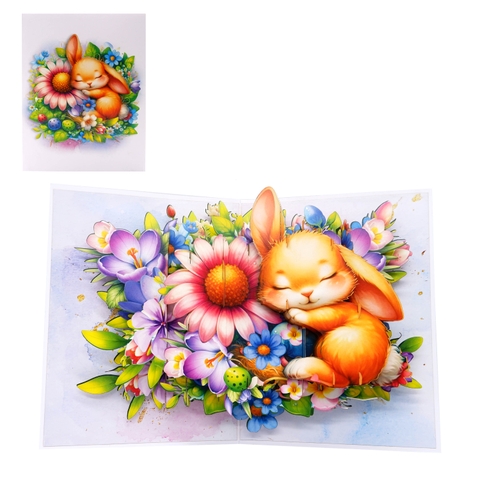 Sleeping Bunny 3D Pop-Up Card – Handmade Greeting Card from Vietnam