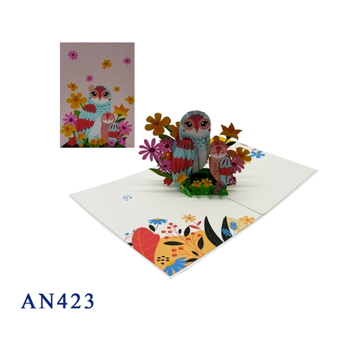 Owl Family Pop Up 3D Greeting Card