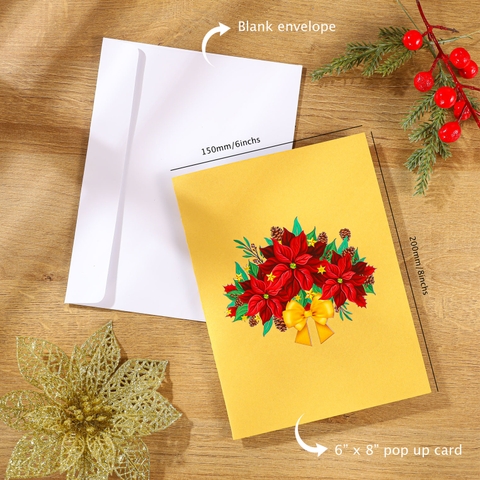 Peacock Poinsettia Christmas 3D Pop Up Card