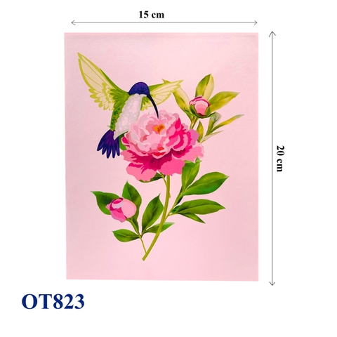 Peonies Hummingbird Pop Up Card