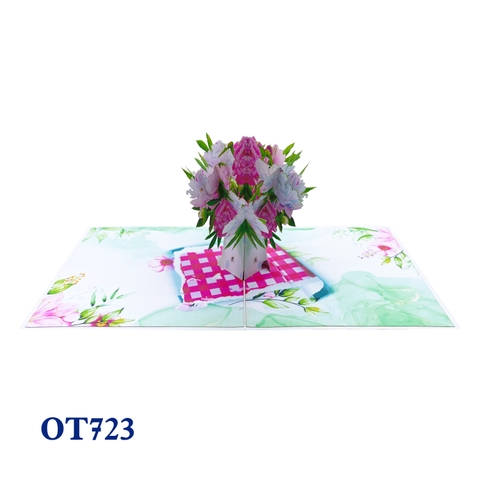Peony Flowers Vase 3D Pop Up Card