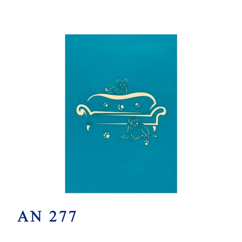 Pets On Sofa 3d Pop Up Card