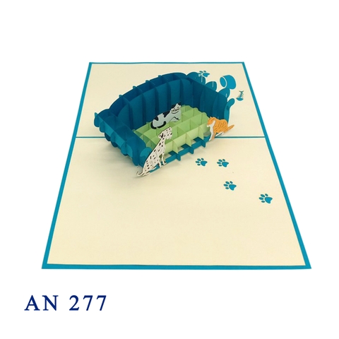 Pets On Sofa 3d Pop Up Card