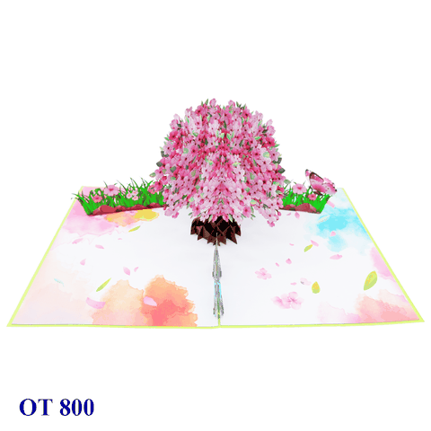 Pink Cherry Blossom Tree Pop Up Card