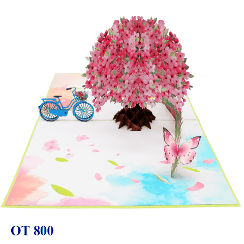 Pink Cherry Blossom Tree Pop Up Card