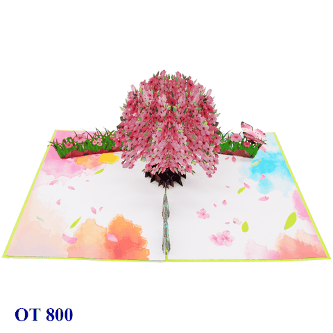 Pink Cherry Blossom Tree Pop Up Card