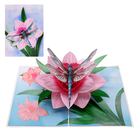 Pink Daffodils Pop Up Card