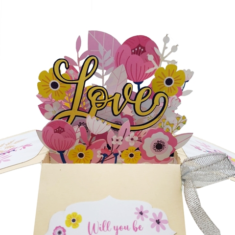 Pink Flowers Pop Up Box