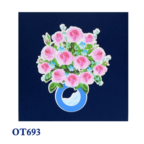 Pink Rose Bouquet Pop Up Card