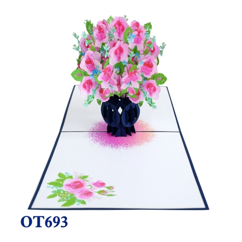 Pink Rose Bouquet Pop Up Card