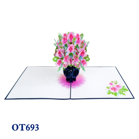 Pink Rose Bouquet Pop Up Card