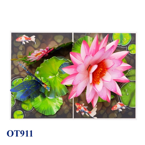 Pink Water Lily Pop Up Greeting Card