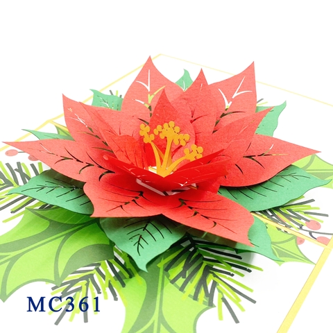 Pointsettia Bloom Pop Up Card