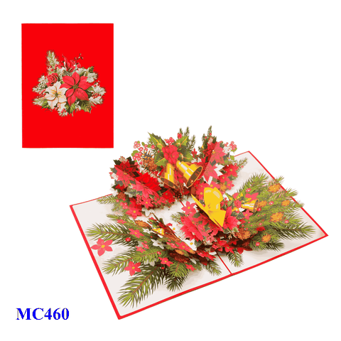 Pointsettia Flowers Noel Pop Up Card