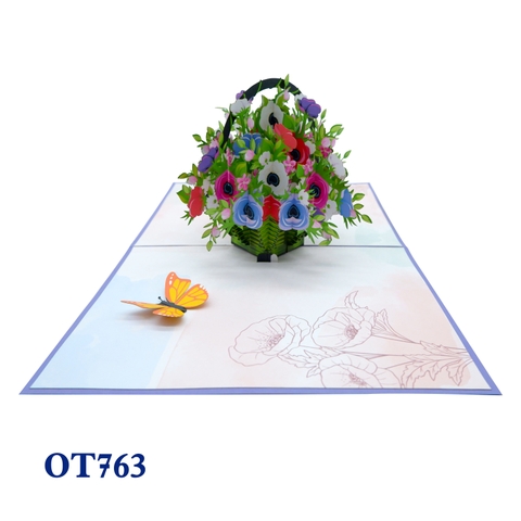 Poppin Flowers Basket Pop Up Card