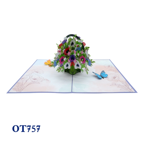 Poppin Flowers Basket Pop Up Card