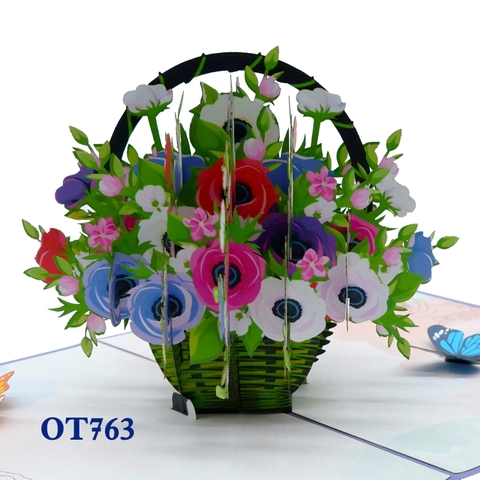 Poppin Flowers Basket Pop Up Card