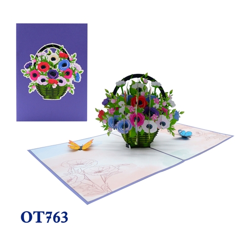 Poppin Flowers Basket Pop Up Card
